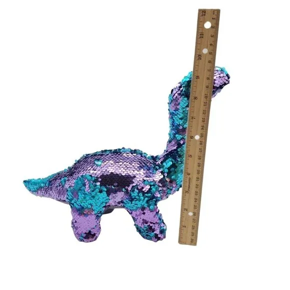 Ty Flippables Tremor Aqua Purple Sequin Brontosaurus Dinosaur Toy‎ Walks Roars - Picture 5 of 6
